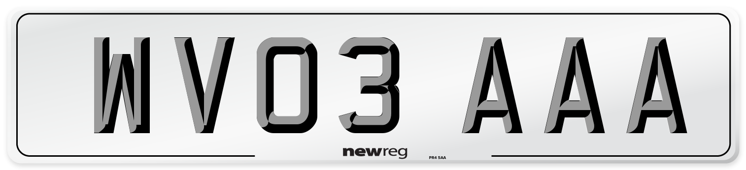 WV03 AAA Number Plate from New Reg